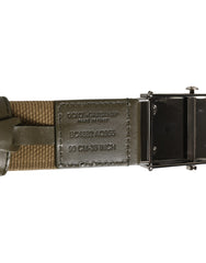 Dolce & Gabbana Military Green Nylon Logo Metal Buckle Belt