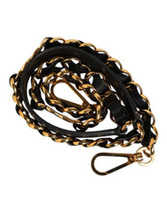 Dolce & Gabbana Black Leather Gold Chain Bag Accessory Shoulder Strap