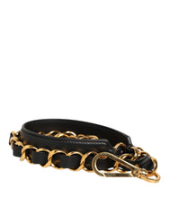Dolce & Gabbana Black Leather Gold Chain Bag Accessory Shoulder Strap