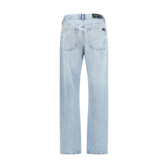 7FOR Light Blue Cotton Straight-Leg Jeans
