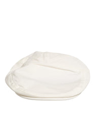 Dolce & Gabbana White Cotton Blend Leather Trim Flat Men Cap Hat