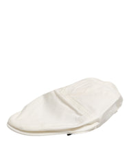 Dolce & Gabbana White Cotton Blend Leather Trim Flat Men Cap Hat