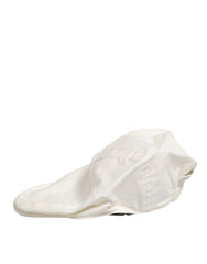 Dolce & Gabbana White Cotton Blend Leather Trim Flat Men Cap Hat
