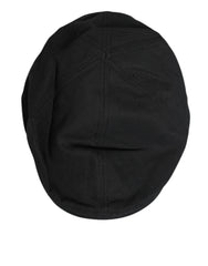 Dolce & Gabbana Black Cotton Blend Newsboy Men Cloth Cap Hat
