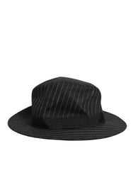 Dolce & Gabbana Black Striped Virgin Wool Men Fedora Capello Hat