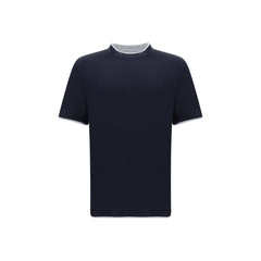 Brunello Cucinelli Blue Cotton T-Shirt
