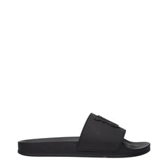 Palm Angels Black Cotton Slippers