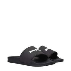 Palm Angels Black Cotton Slippers