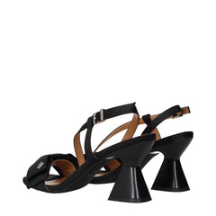 Ganni Black Fabric Stiletto Heel Sandals