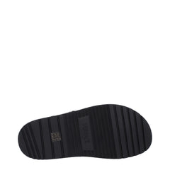 Versace Black Leather Flat Sandals