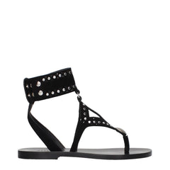 Isabel Marant Black Leather Flip-Flop Sandals