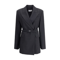 Max Mara Black Fleece Wool Full-Length Jacket
