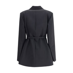 Max Mara Black Fleece Wool Full-Length Jacket