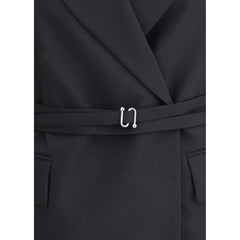 Max Mara Black Fleece Wool Full-Length Jacket