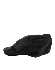 Dolce & Gabbana Black Cotton DG Logo Newsboy Cloth Capello Hat