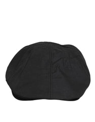 Dolce & Gabbana Black Cotton DG Logo Newsboy Cloth Capello Hat
