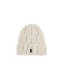 Moncler Grenoble White Fleece Wool Beanie