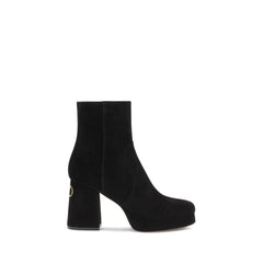 Valentino Garavani Black Calf Leather Bos Taurus Ankle Boots