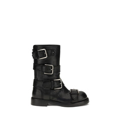 Dolce & Gabbana Black Calf Leather Bos Taurus Lace-Up Boots