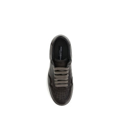 Dolce & Gabbana Brown Calf Leather Bos Taurus Low Top Sneakers