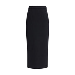 Dolce & Gabbana Black Fleece Wool Long Skirt