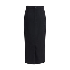 Dolce & Gabbana Black Fleece Wool Long Skirt