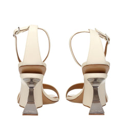 Off-White Beige Leather Platform Sandals