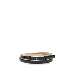 SA SU PHI Black Leather Thin Belt