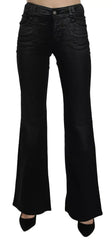 John Galliano Black Washed High Waist Flared Denim Casual Pants Jeans