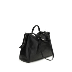 Dolce & Gabbana Black Calf Leather Bos Taurus Handbag