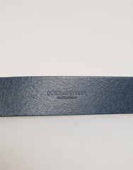 Dolce & Gabbana Blue Leather Classic Metal Logo Buckle Belt