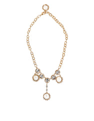 Dolce & Gabbana Gold Crystal Clock Pendant Statement Jewelry Necklace