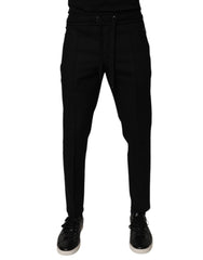 Dolce & Gabbana Black Wool Skinny Jogger Men Trouser Pants