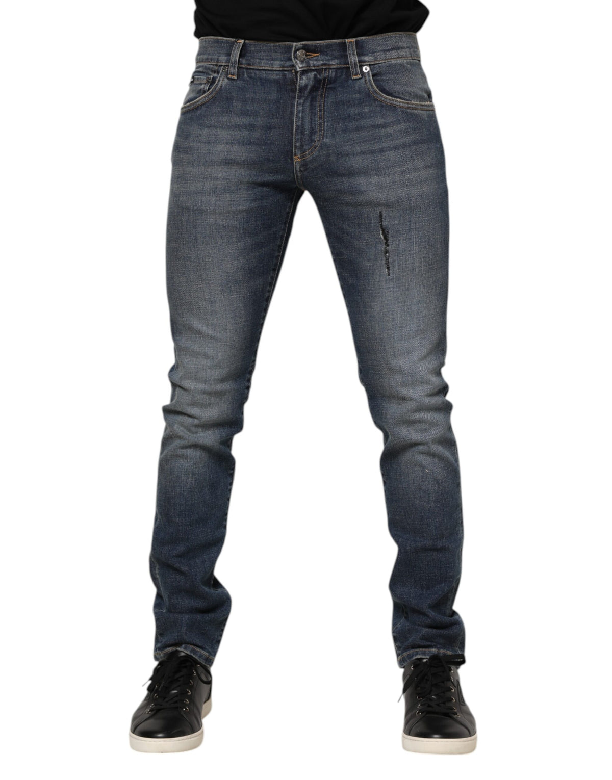 Dolce & Gabbana Blue Washed Cotton Skinny Men Denim Jeans