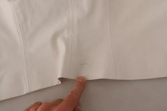 PINKO White Square Neck Button Down Crop Blouse