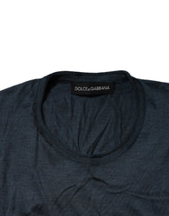 Dolce & Gabbana Blue Silk Crew Neck Short Sleeves Men T-Shirt