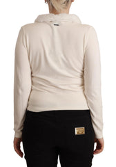 Liu Jo White Viscose Long Sleeves Fur Shearling Blouse