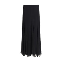 Chloé Black Silk Long Skirt