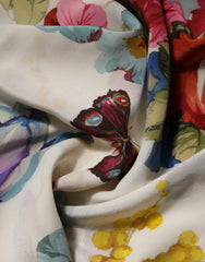 Dolce & Gabbana White Floral Print Silk Sheath LongGown Dress