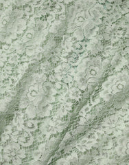 Dolce & Gabbana Mint Green Floral Lace Trim Midi Dress