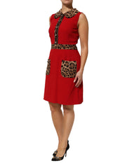 Dolce & Gabbana Red Leopard Viscose Sheath A-line Dress