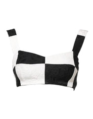 Dolce & Gabbana Black White Cropped Bustier Corset Bra Top