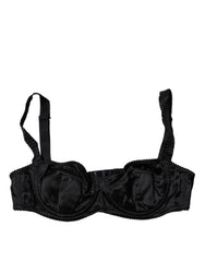 Dolce & Gabbana Black Silk Semi-Pad Balconette Bra Underwear