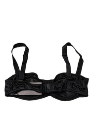 Dolce & Gabbana Black Silk Semi-Pad Balconette Bra Underwear