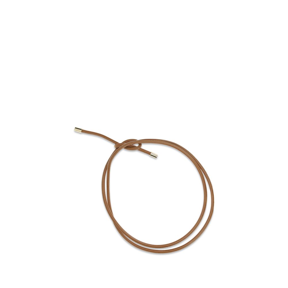 Forte_Forte Beige Calf Leather Bos Taurus Thin Belt