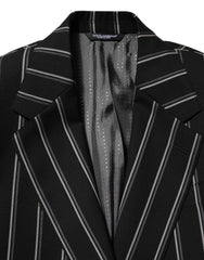 Dolce & Gabbana Black Stripes SICILIA 1 Button Suit Blazer