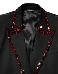 Dolce & Gabbana Black SICILIA Crystal Embellished Men Blazer