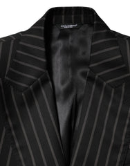 Dolce & Gabbana Black Stripes SICILIA 1 Button Suit Blazer
