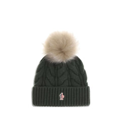Moncler Grenoble Green Fleece Wool Beanie