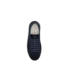 Santoni Blue Calf Leather Bos Taurus Sneakers